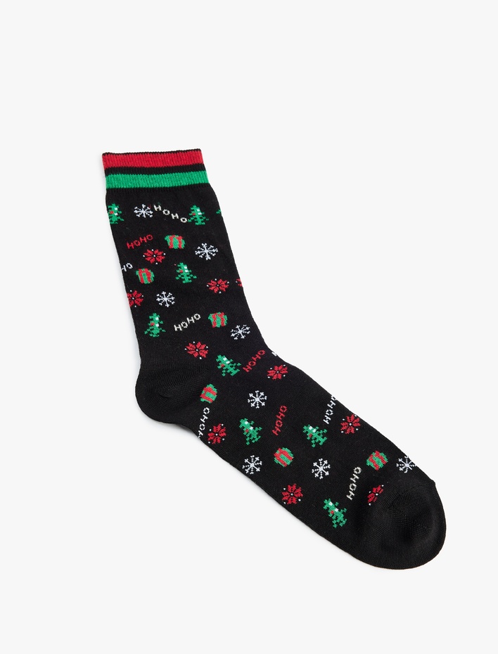 Erkek Pamuklu Yılbaşı Temalı Havlu Soket Çorap