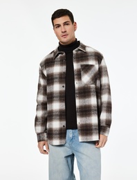 Regular Fit Cep Detaylı Uzun Kollu Klasik Yaka Oduncu Gömleği