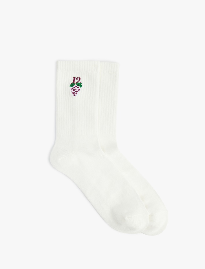 Kadın Yılbaşı Temalı İşlemeli Tenis Çorabı