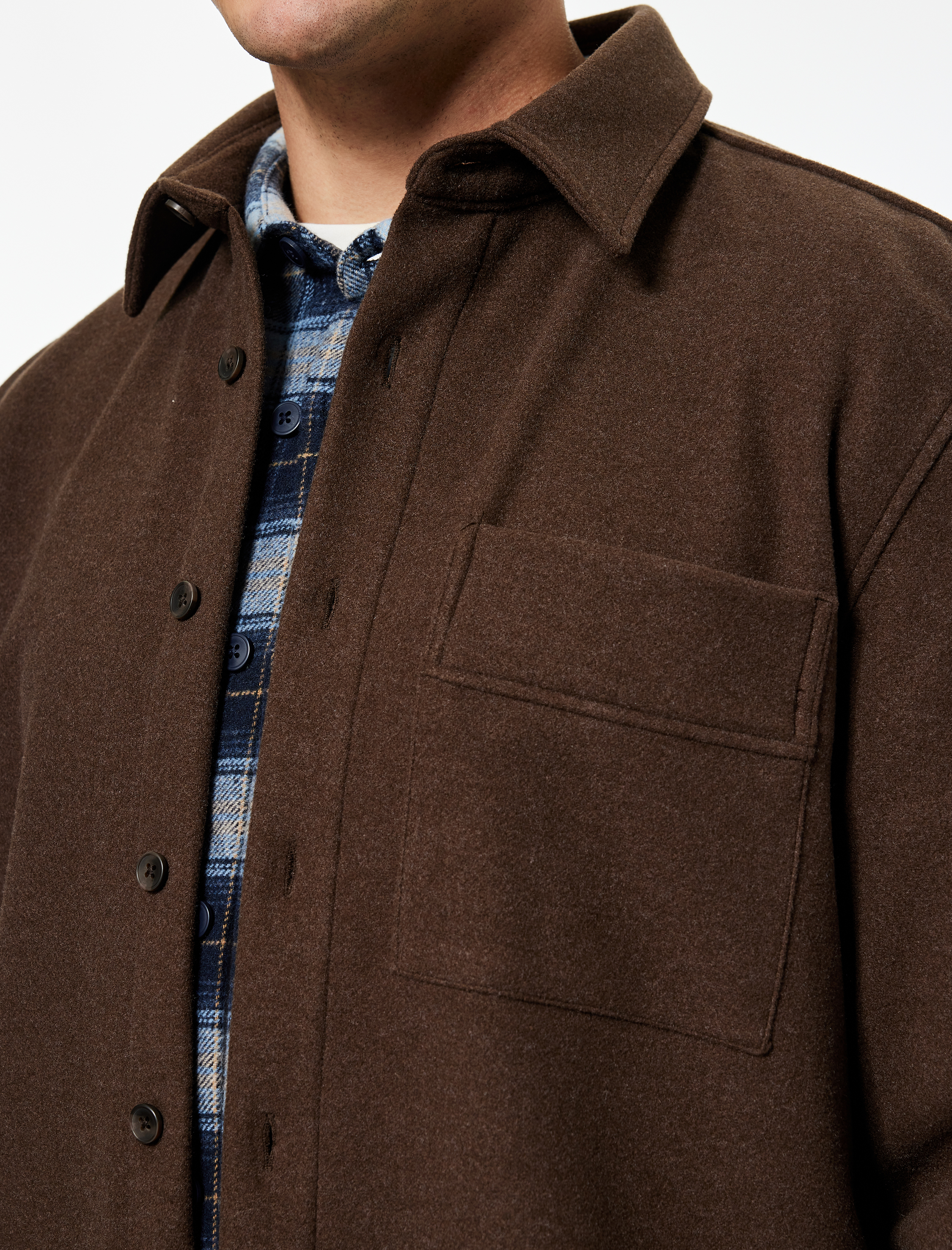   Viskon Karışımlı Cep Detaylı Uzun Kollu Düğmeli Klasik Yaka Gömlek Ceket