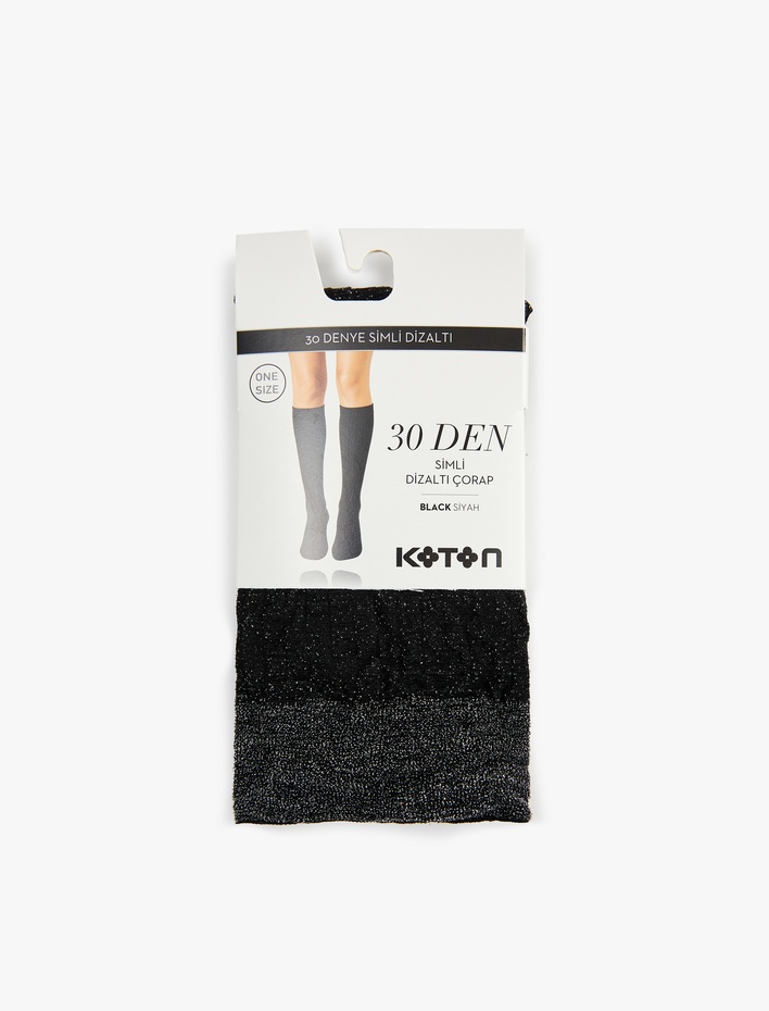 Kadın 30 DEN Simli Pamuklu Diz Altı Çorap
