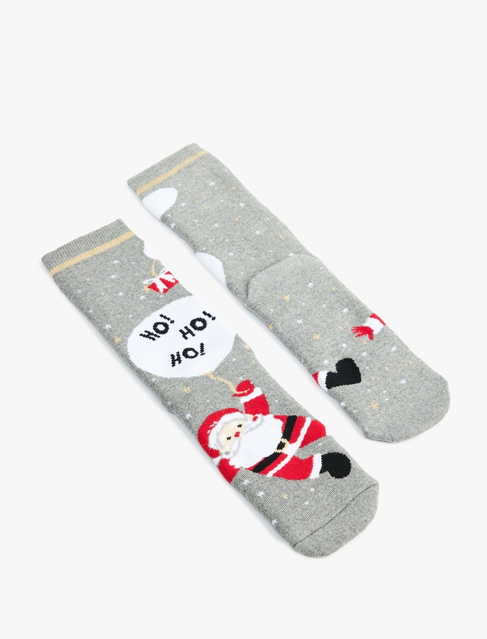 Kadın Noel Baba Baskılı Soket Çorap