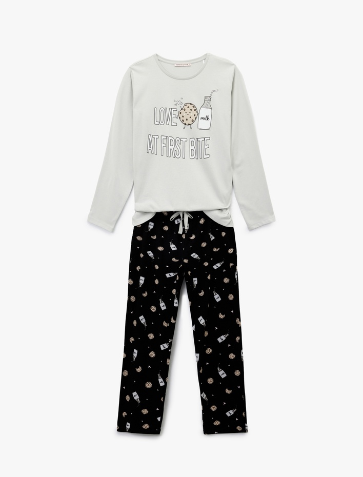  Pamuklu Baskılı Pijama Takımı