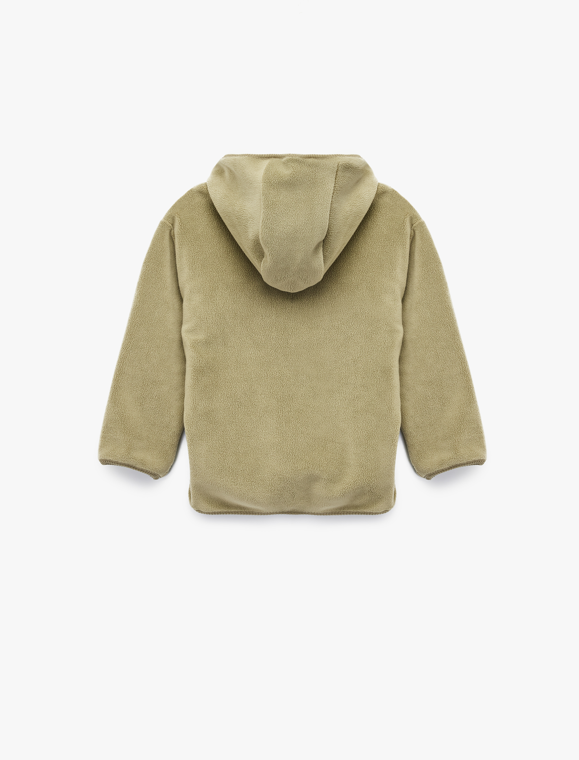  Erkek Bebek Uzun Kollu Yarım Fermuarlı Polar Kapşonlu Sweatshirt