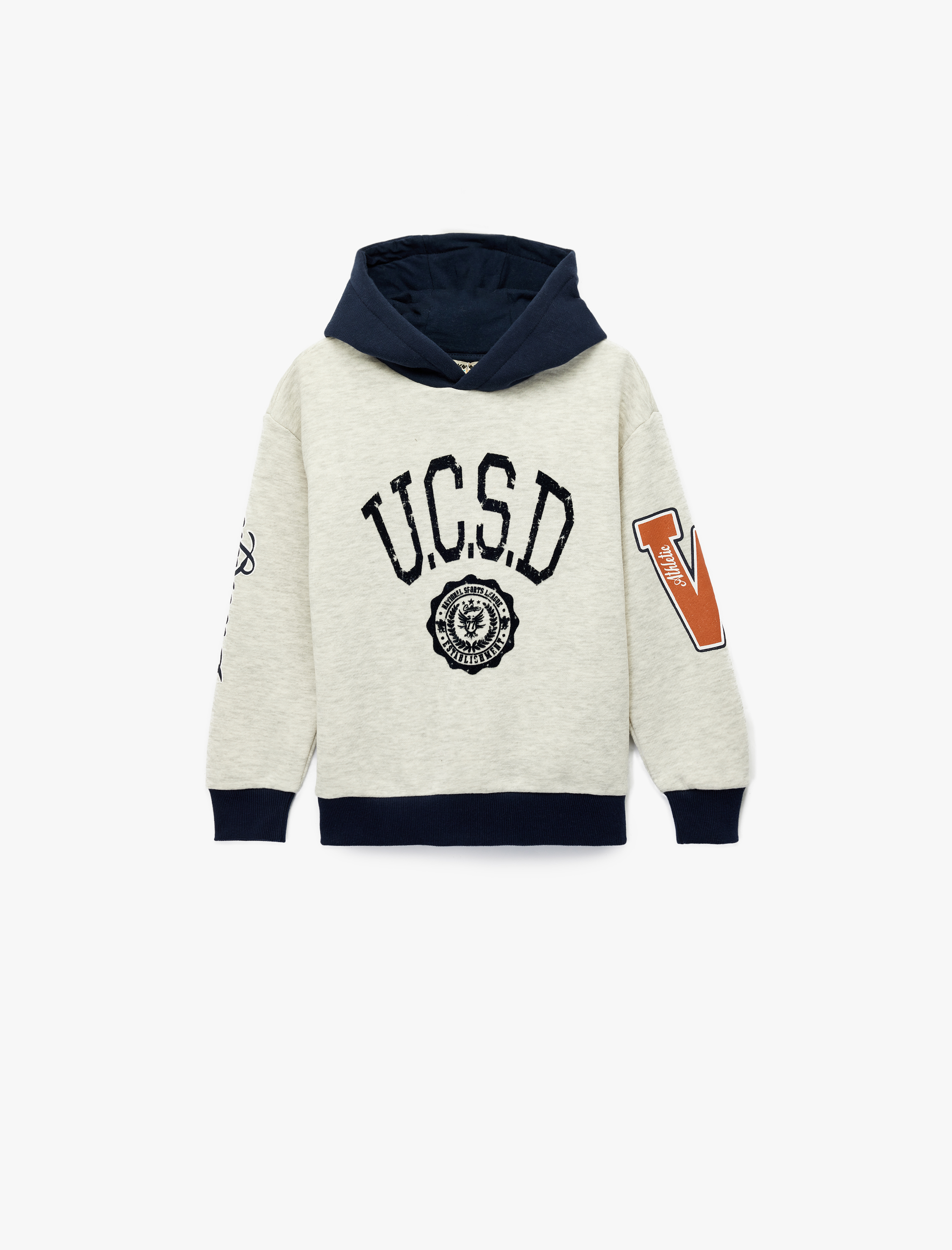  Erkek Çocuk Uzun Kollu Baskılı Kapşonlu Sweatshirt