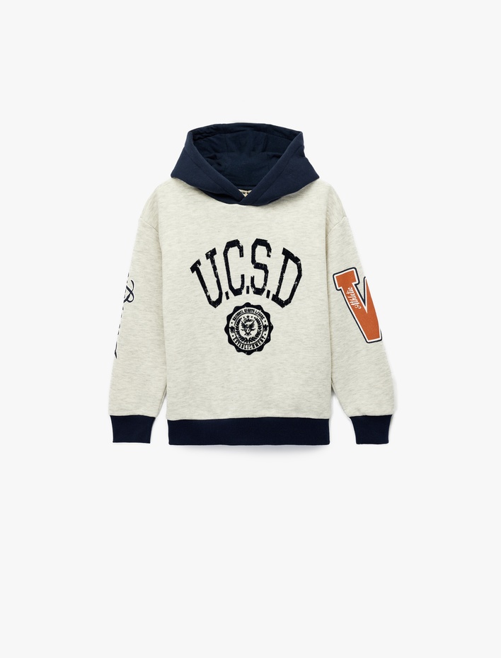 Erkek Çocuk Uzun Kollu Baskılı Kapşonlu Sweatshirt