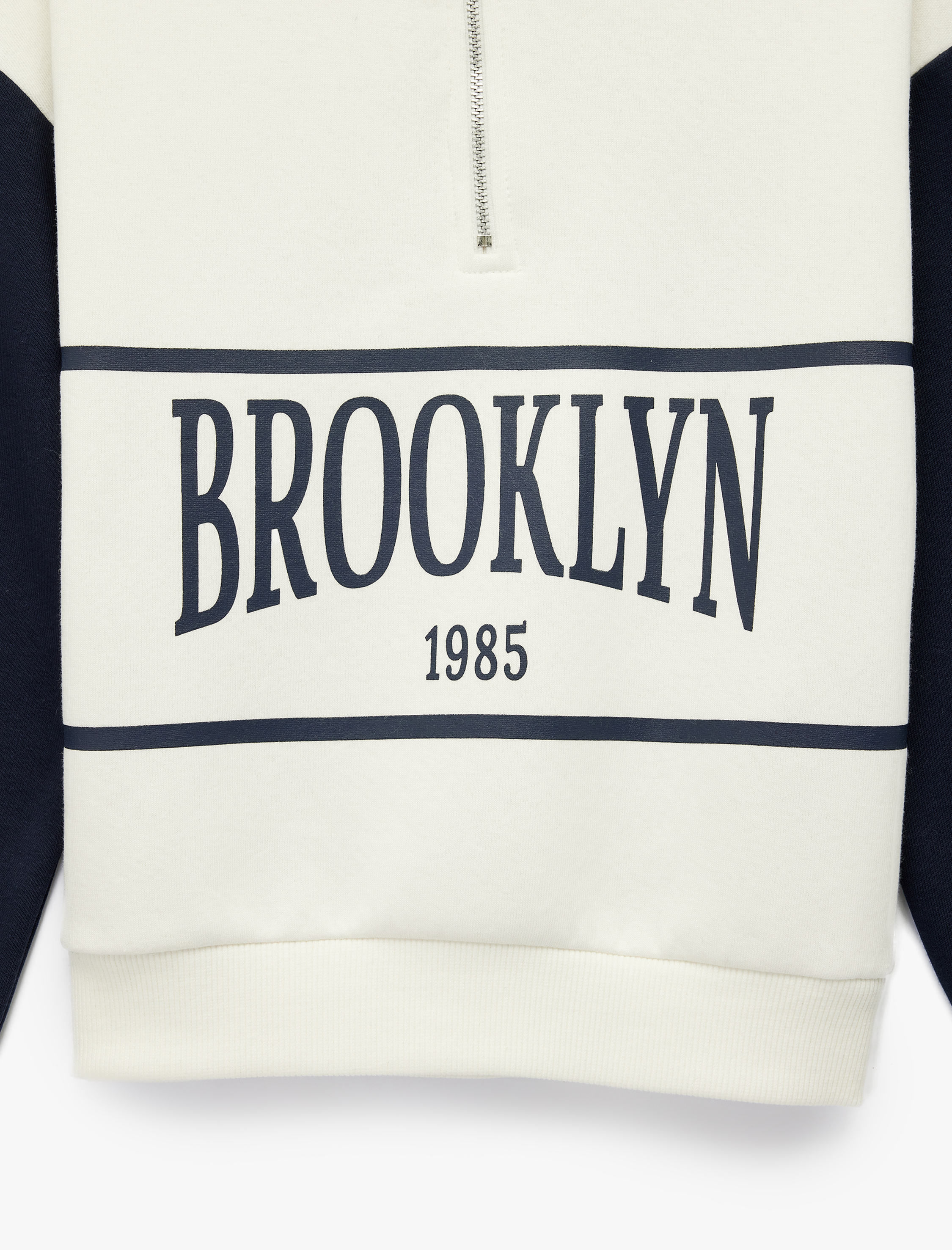  Kız Çocuk Yarım Fermuarlı Baskılı Uzun Kollu Dik Yaka Sweatshirt