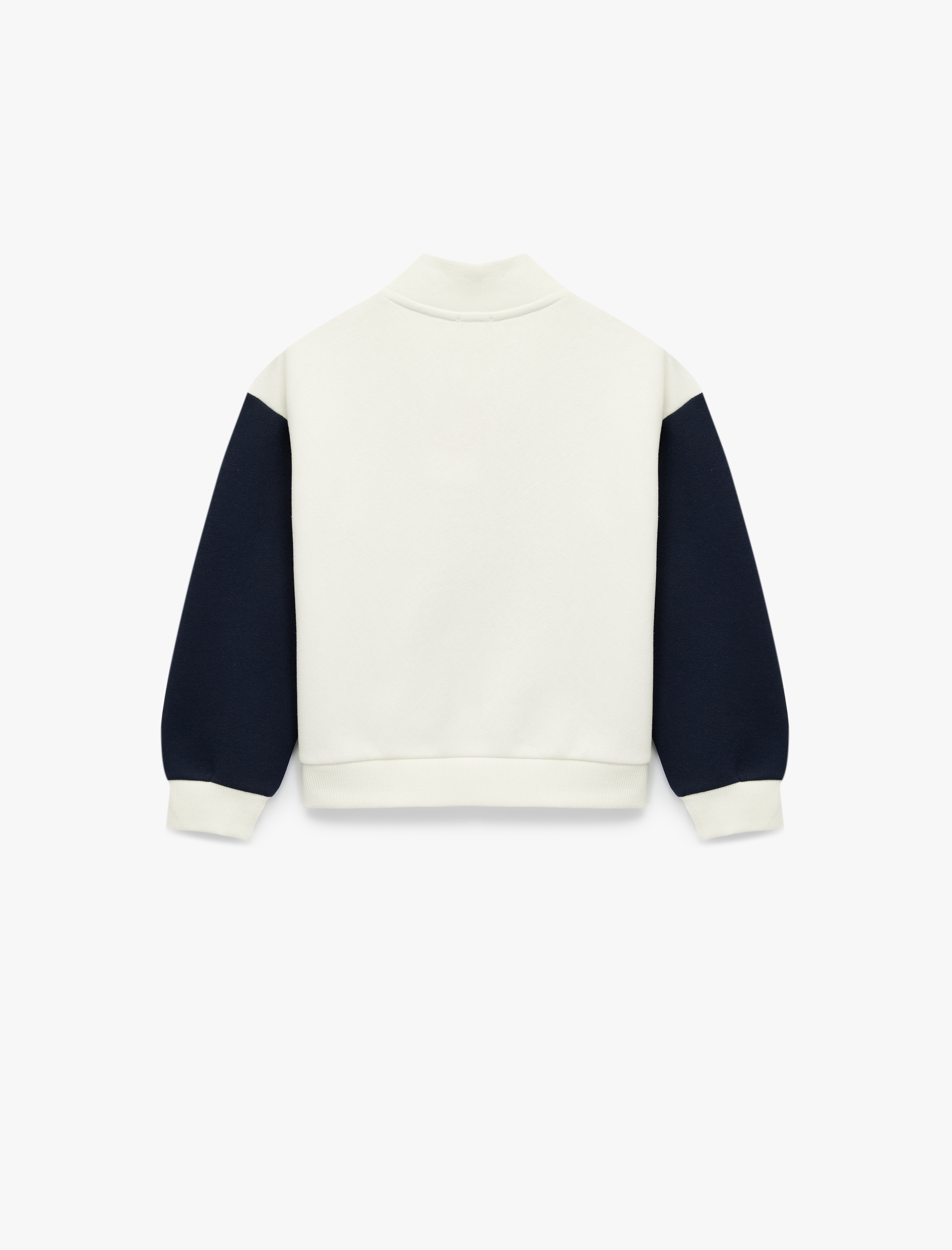  Kız Çocuk Yarım Fermuarlı Baskılı Uzun Kollu Dik Yaka Sweatshirt