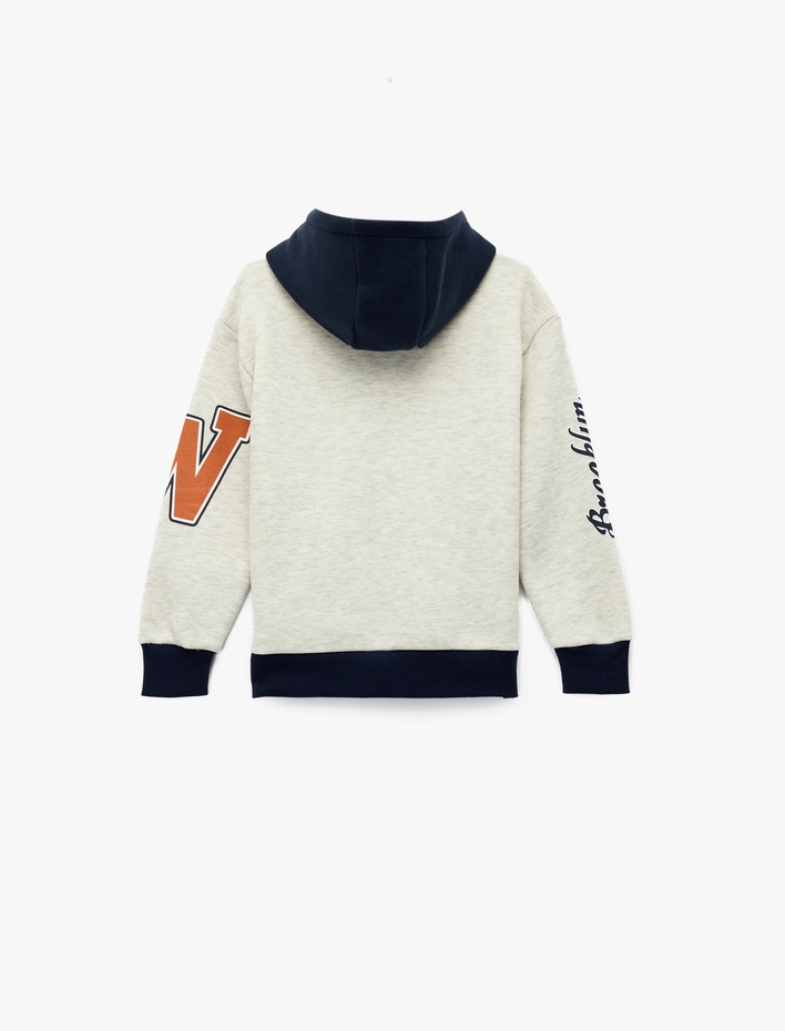 Erkek Çocuk Uzun Kollu Baskılı Kapşonlu Sweatshirt