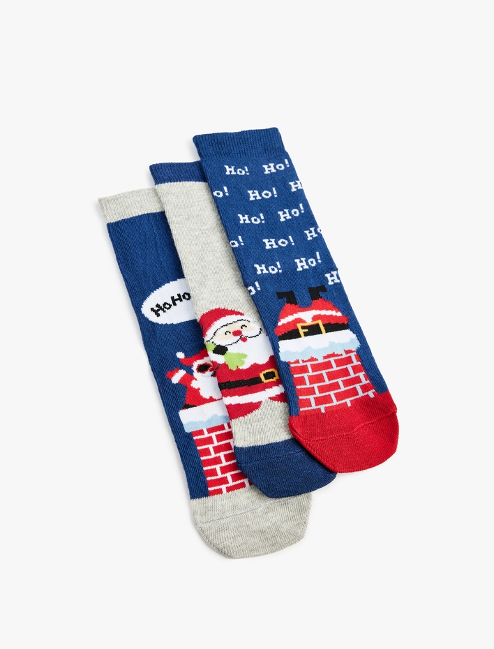 Erkek Çocuk Yılbaşı Temalı 3'lü Pamuklu Çorap Seti