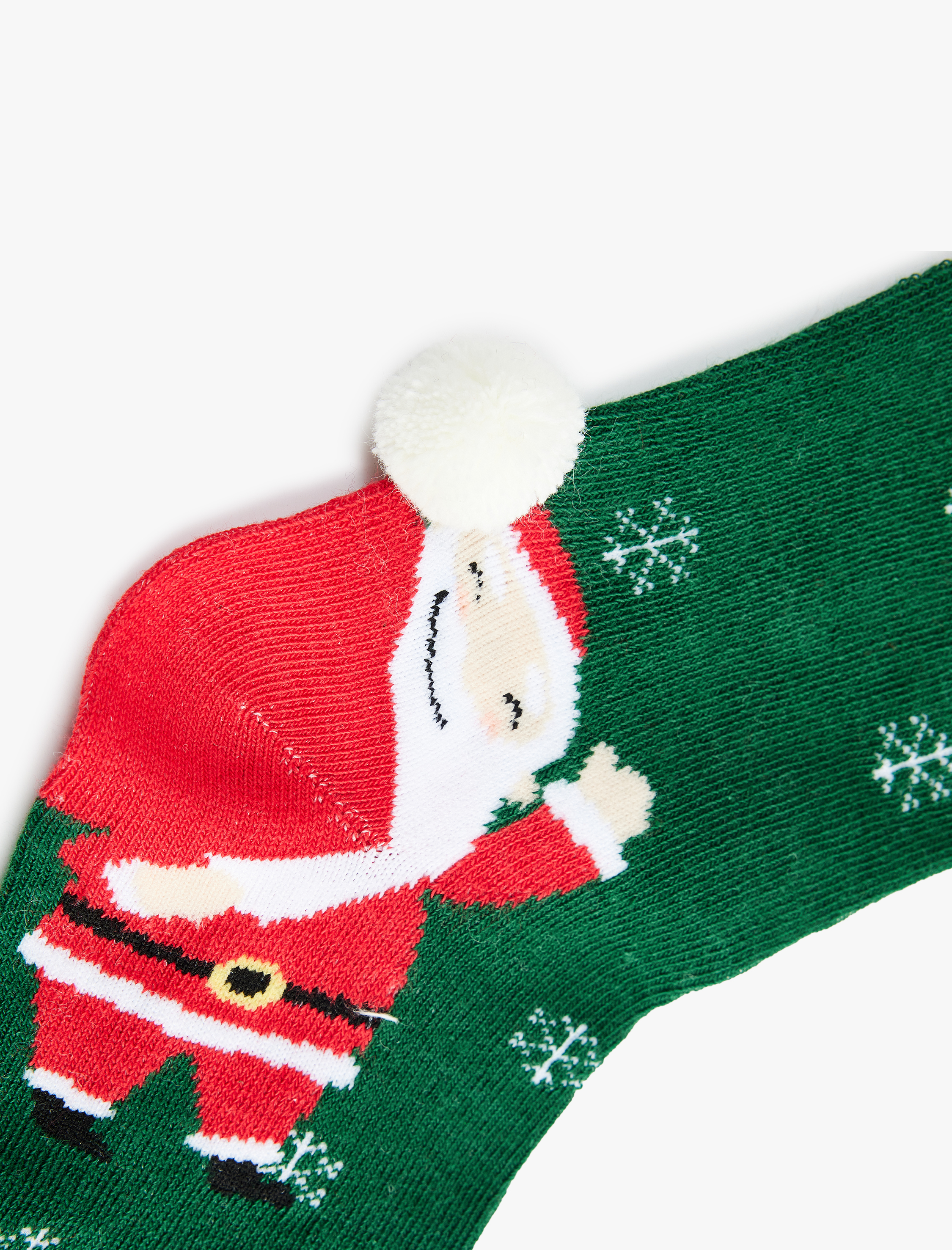 Kadın Yılbaşı Temalı Ponpon Detaylı Pamuklu Soket Çorap