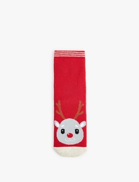 Geyik Detaylı Pamuklu Havlu Çorap