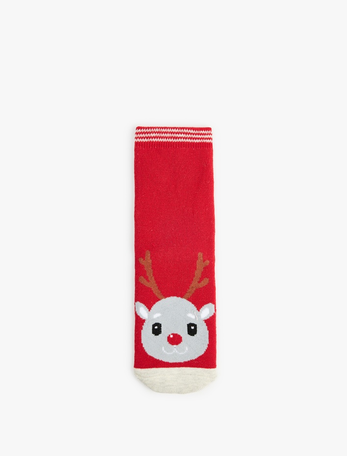 Kız Çocuk Geyik Detaylı Pamuklu Havlu Çorap