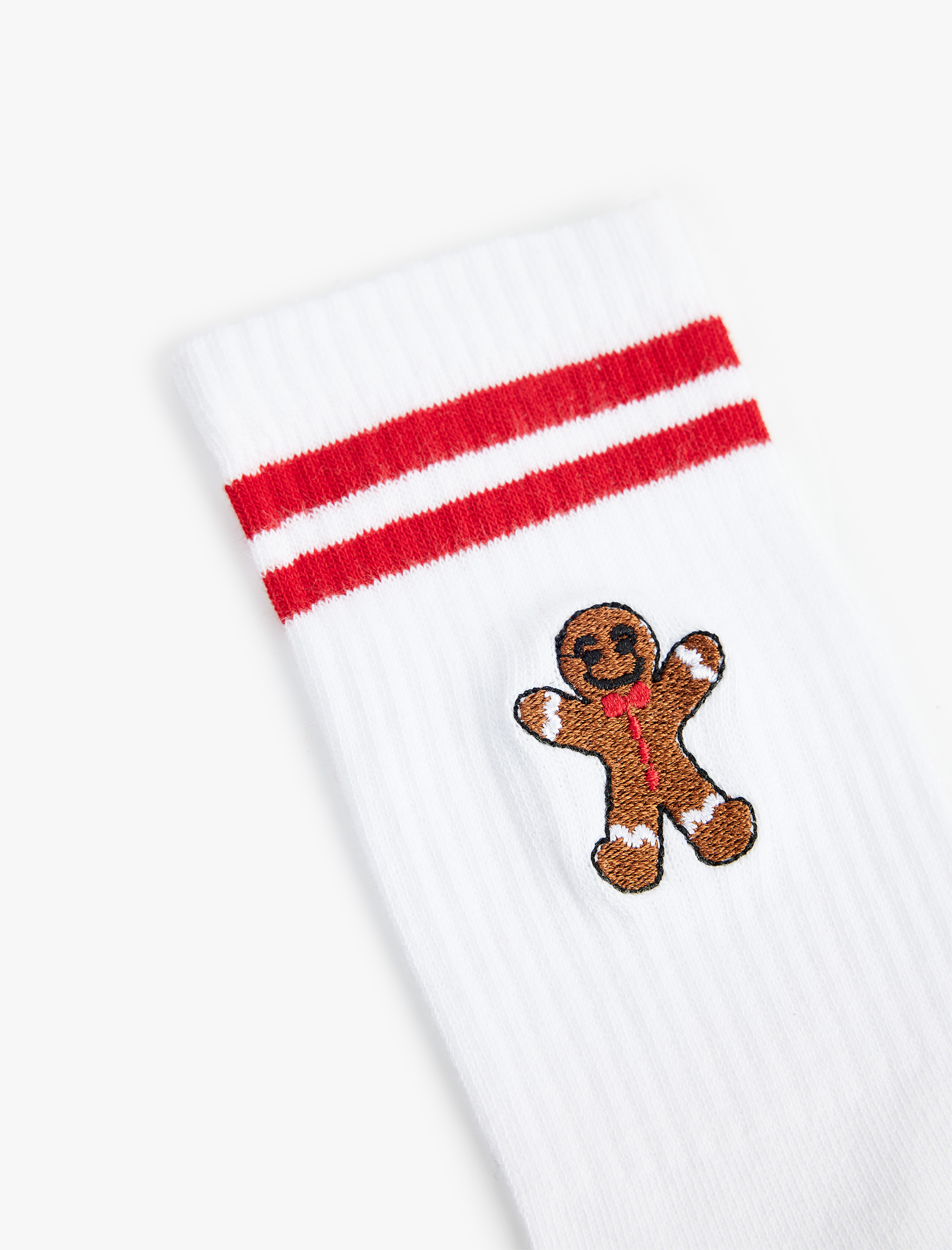 Kadın Yılbaşı Temalı İşlemeli Çizgi Detaylı Tenis Çorabı