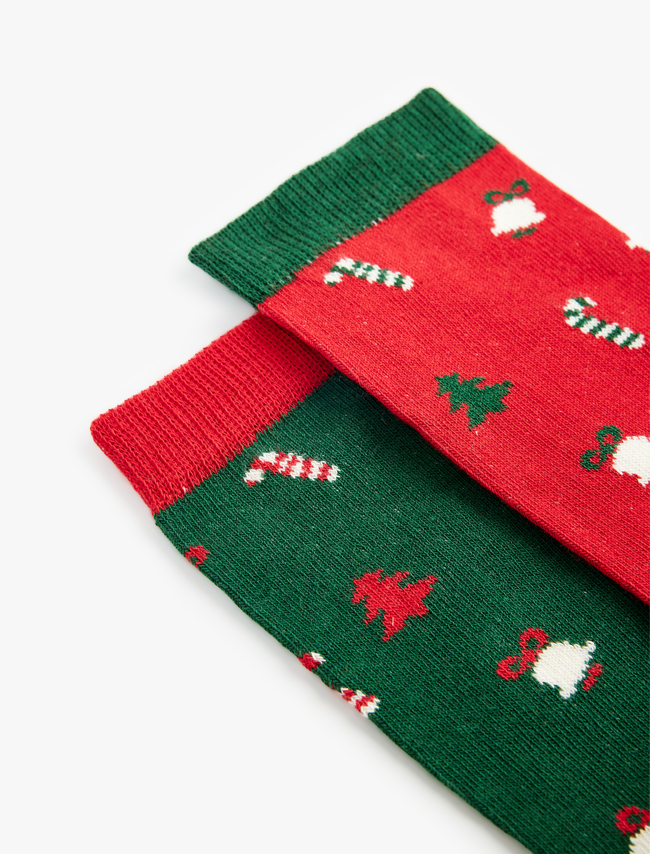  Kadın Pamuklu Yılbaşı Temalı Çok Renkli Kalın 2'li Soket Çorap Seti