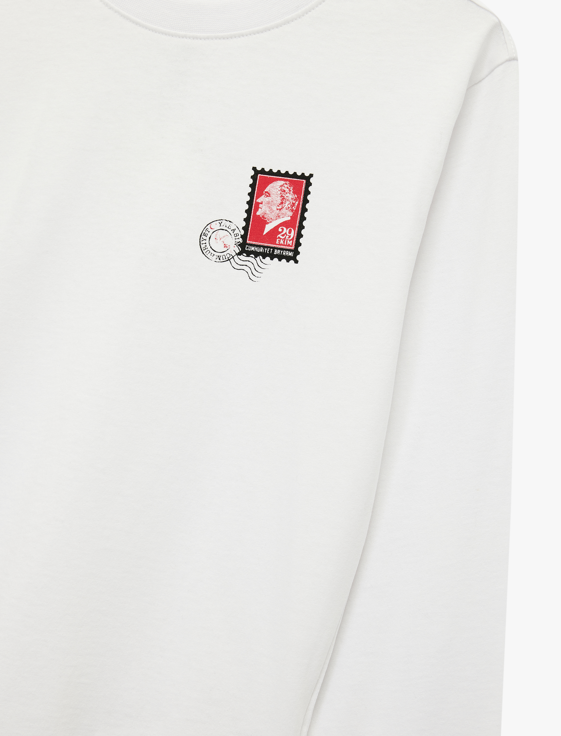  Erkek Çocuk Uzun Kollu Bisiklet Yaka Atatürk Baskılı Pamuklu Tişört