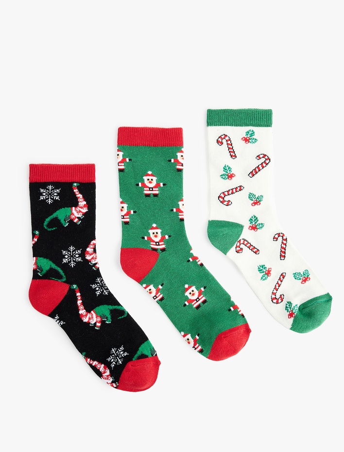 Erkek Çocuk Yılbaşı Temalı 3'lü Çorap Seti
