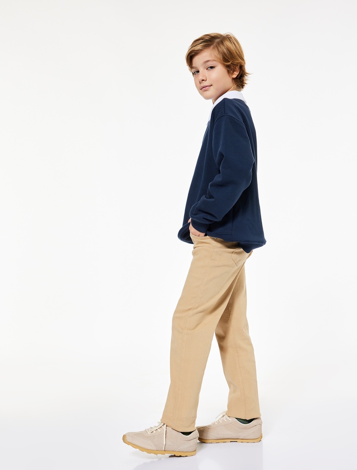 Erkek Çocuk Pamuklu Cepli Slim Fit Denim Pantolon