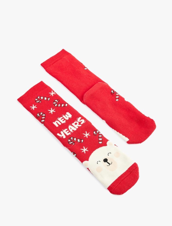 Kadın Yılbaşı Temalı Kalın Pamuklu Soket Çorap