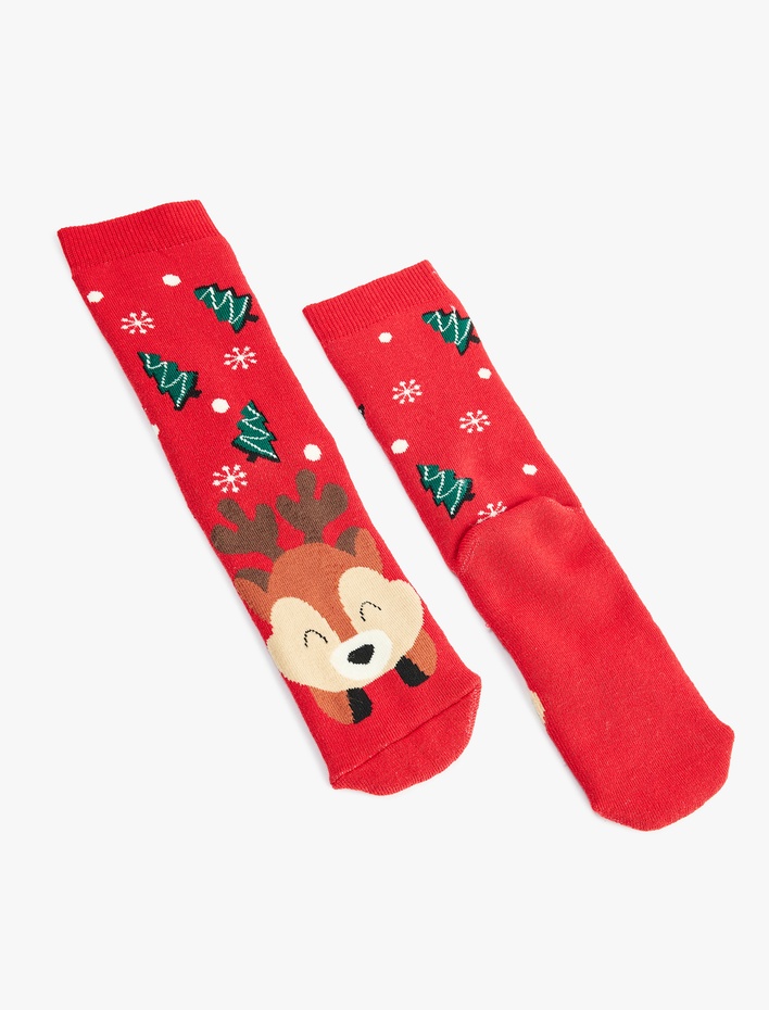 Kadın Yılbaşı Temalı Pamuklu Kalın Soket Çorap