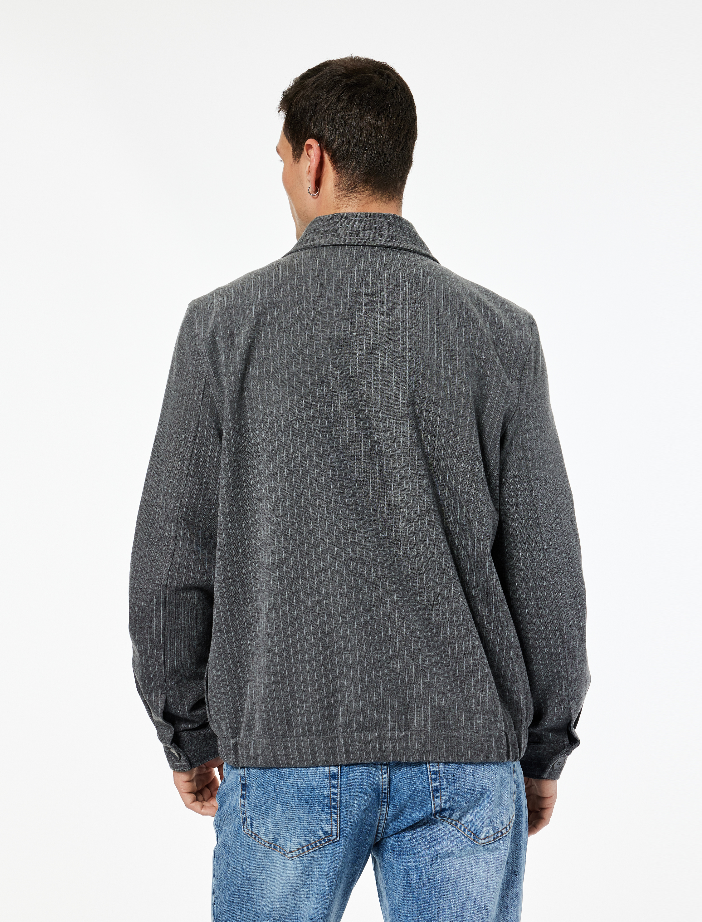 Viskon Karışımlı Uzun Kollu Cepli Klasik Yaka Gömlek Ceket