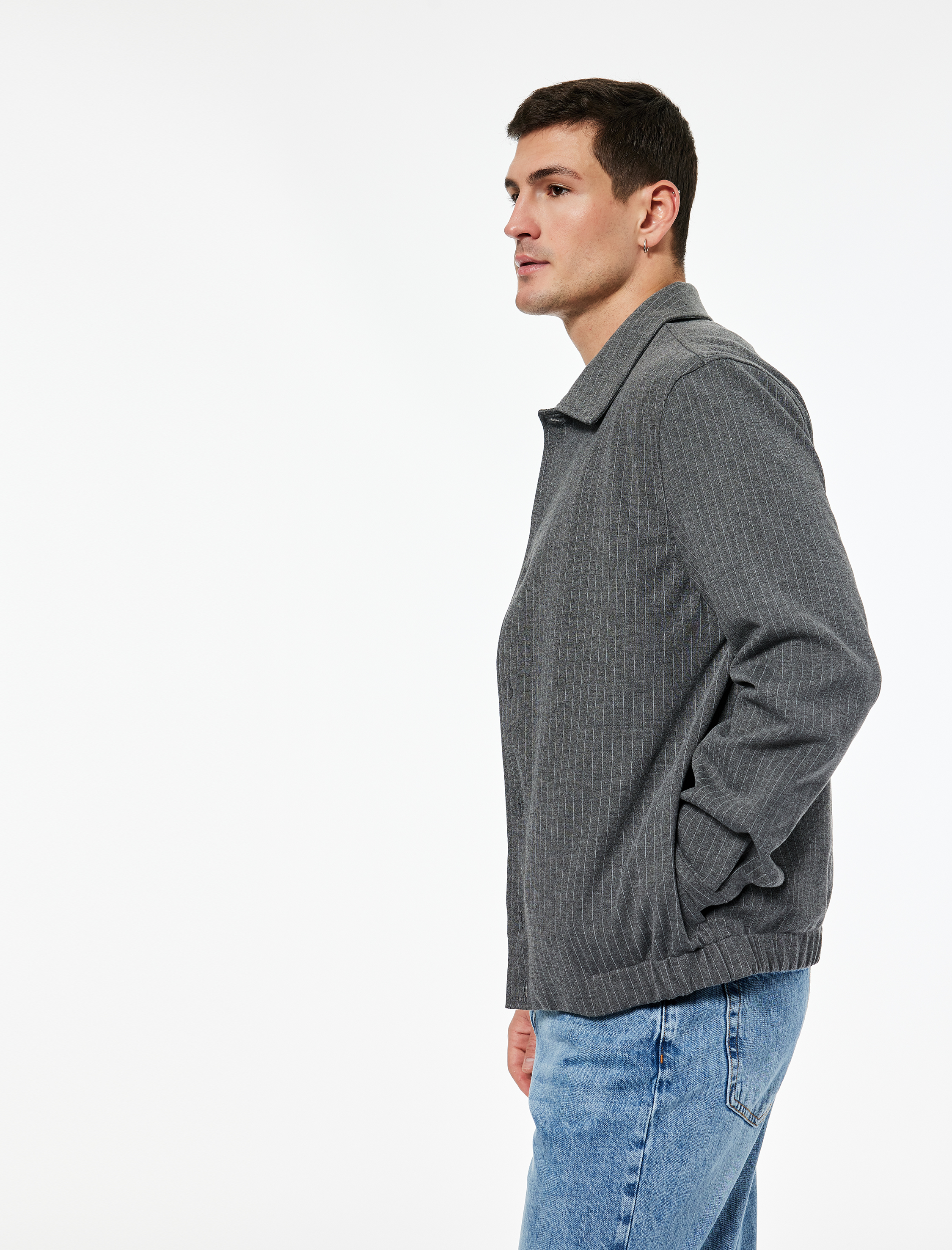 Viskon Karışımlı Uzun Kollu Cepli Klasik Yaka Gömlek Ceket