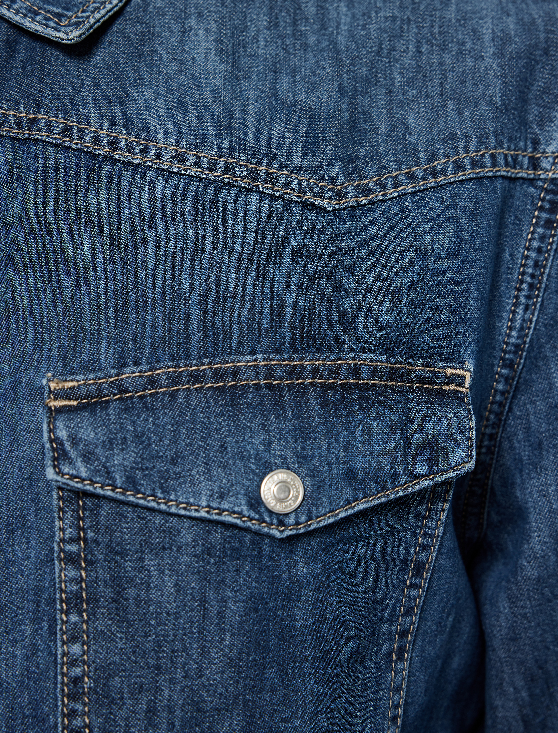   Pamuklu Uzun Kollu Kapaklı Cepli Düğmeli Gömlek Yaka Jean Ceket