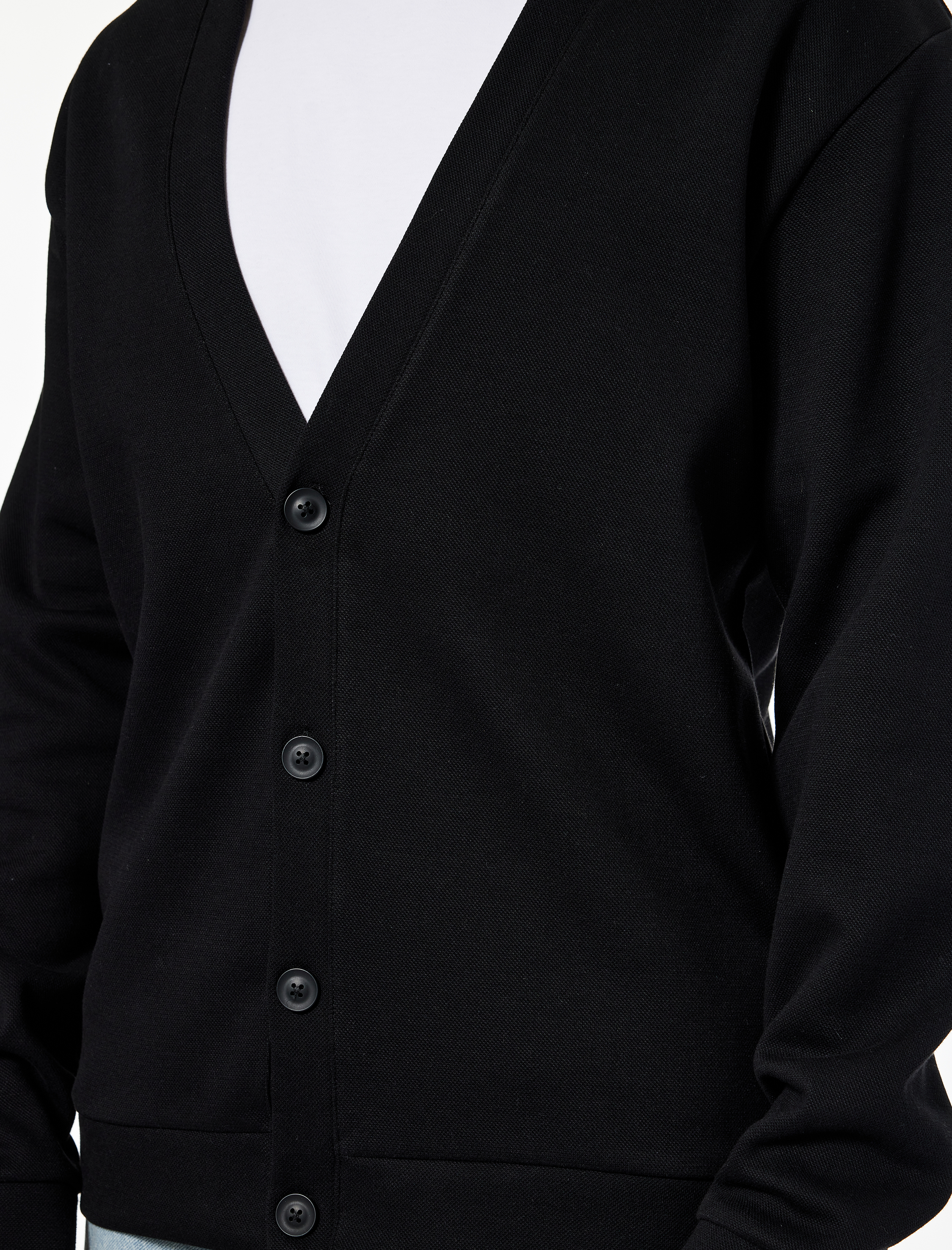   Regular Fit Uzun Kollu V Yaka Pamuklu Düğmeli Sweatshirt