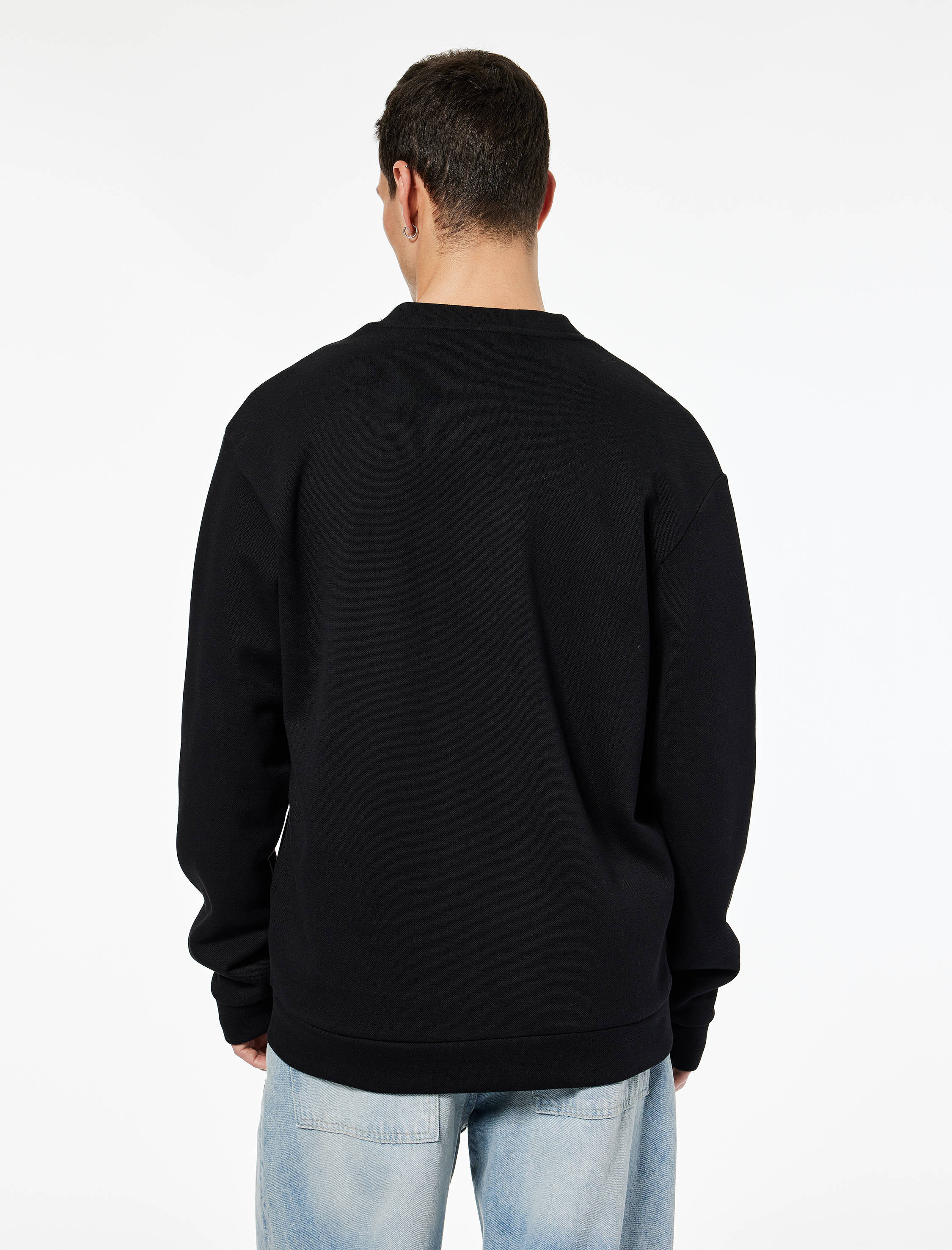   Regular Fit Uzun Kollu V Yaka Pamuklu Düğmeli Sweatshirt