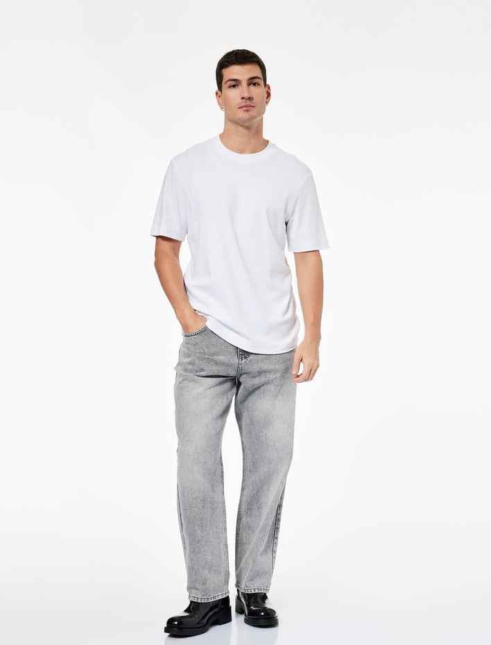  Normal Bel Cepli Bol Kalıp Pamuklu Baggy Jean Pantolon