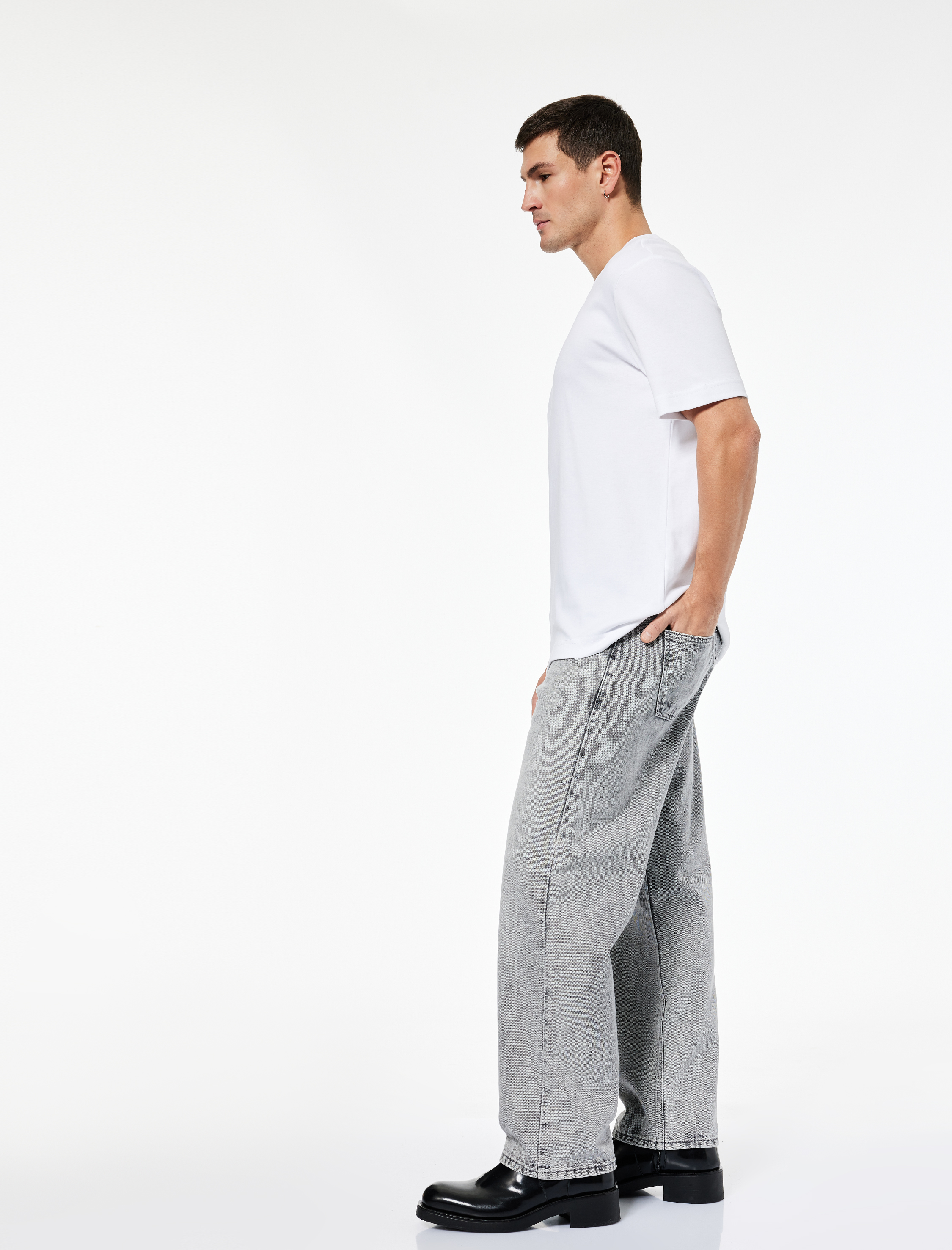   Normal Bel Cepli Bol Kalıp Pamuklu Baggy Jean Pantolon