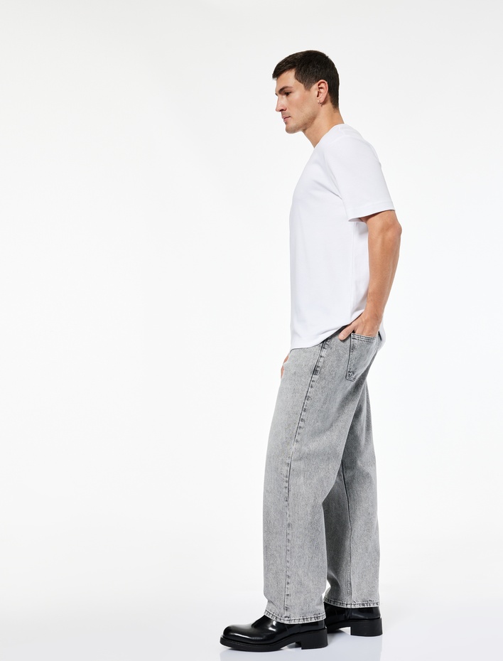  Normal Bel Cepli Bol Kalıp Pamuklu Baggy Jean Pantolon