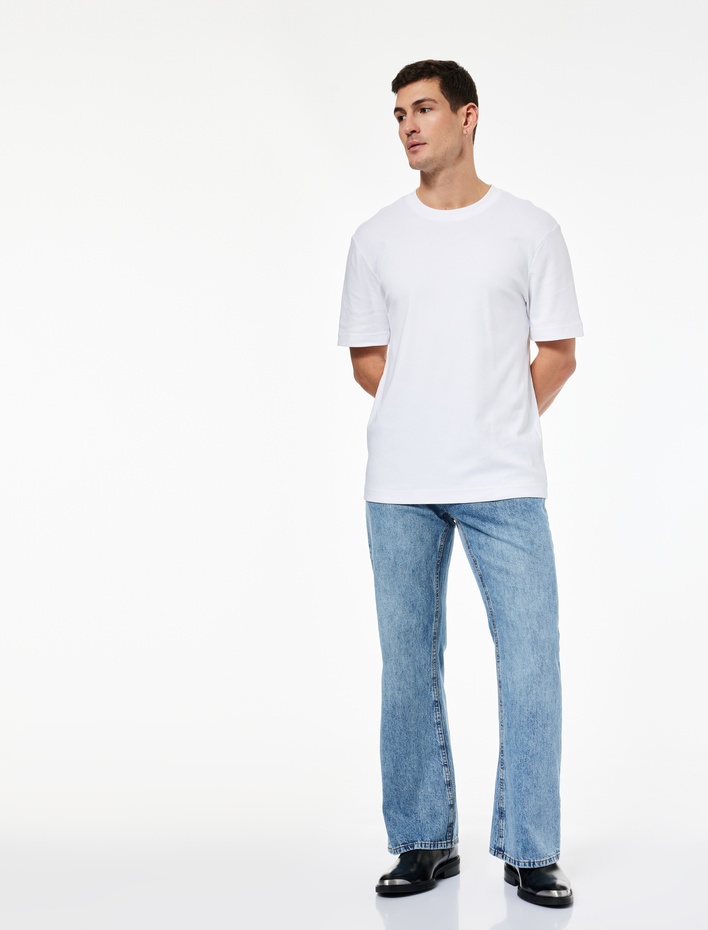  Pamuklu Cepli İspanyol Paça Jean Pantolon