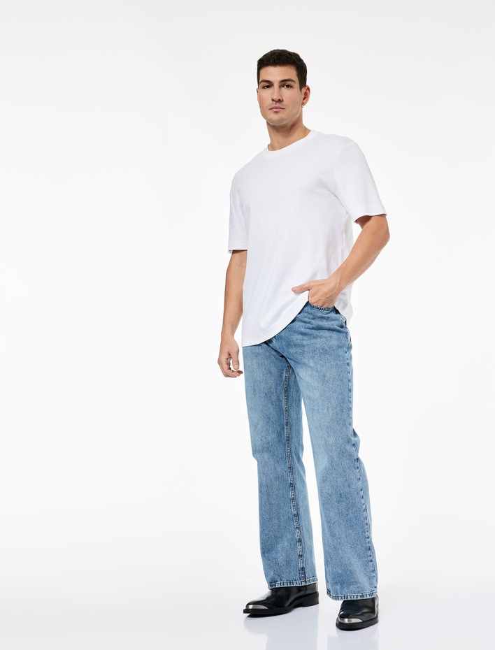  Pamuklu Cepli İspanyol Paça Jean Pantolon