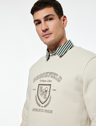 Uzun Kollu Bisiklet Yaka Baskılı Sweatshirt