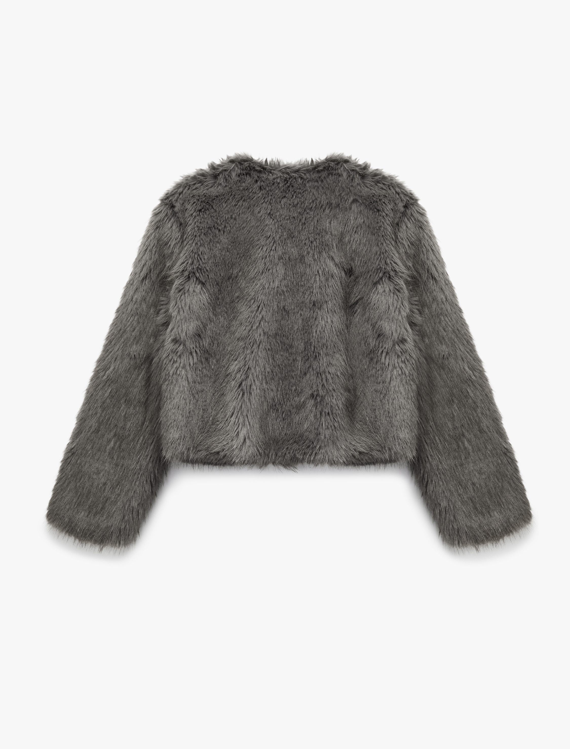 Koton X Sibil Çetinkaya - Uzun Kollu Bisiklet Yaka Crop Suni Kürk Mont