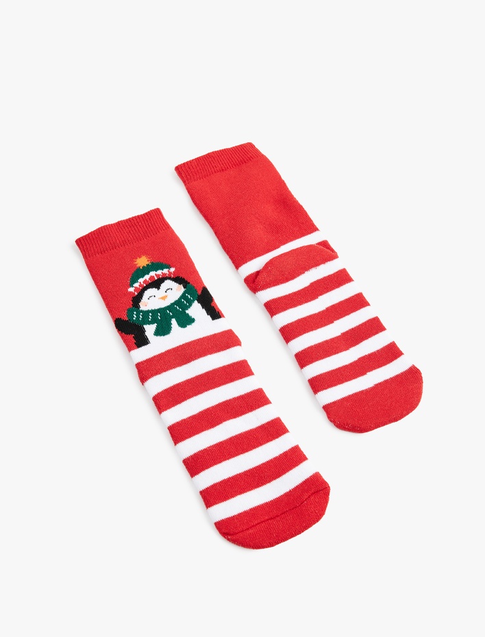 Kız Çocuk Penguen Detaylı Pamuklu Havlu Çorap