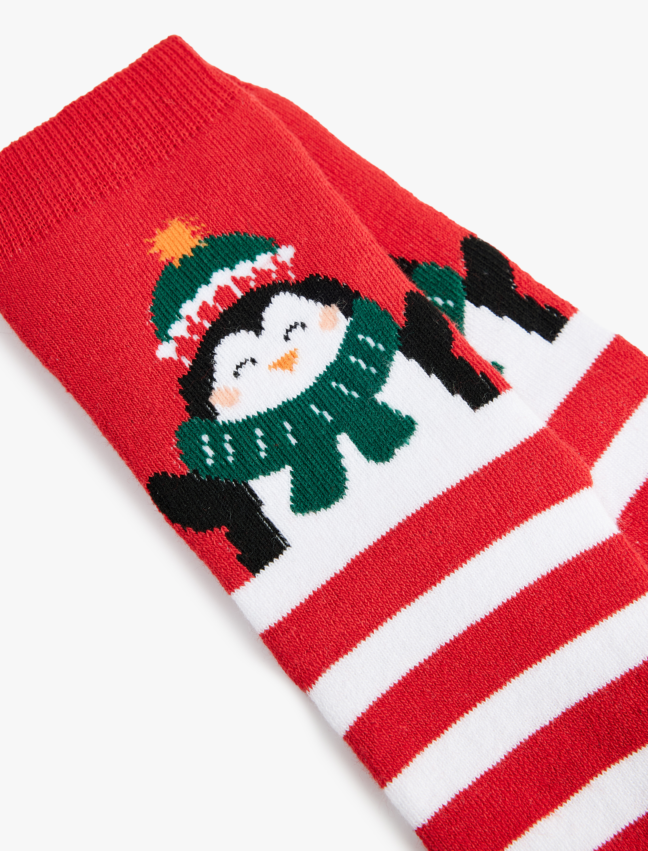  Kız Çocuk Penguen Detaylı Pamuklu Havlu Çorap