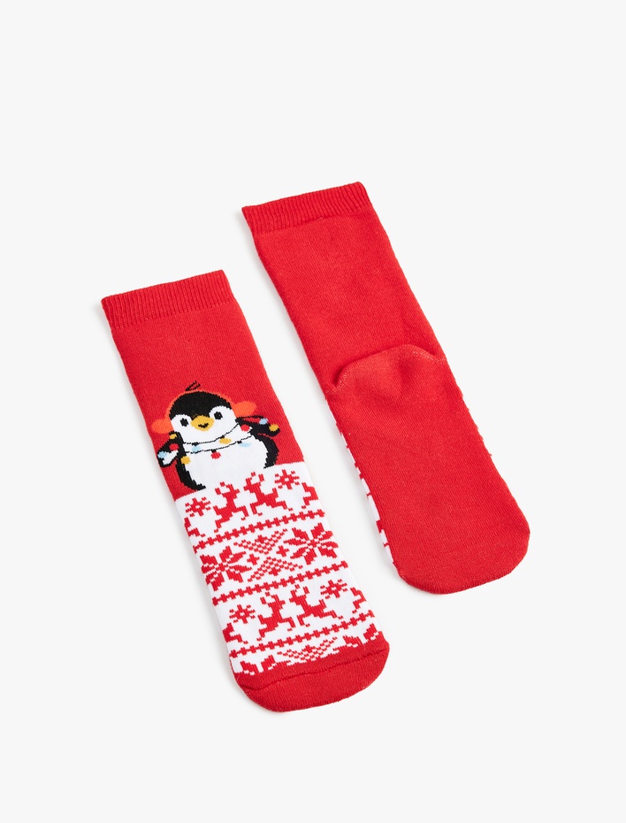 Kız Çocuk Penguen Detaylı Pamuklu Havlu Çorap