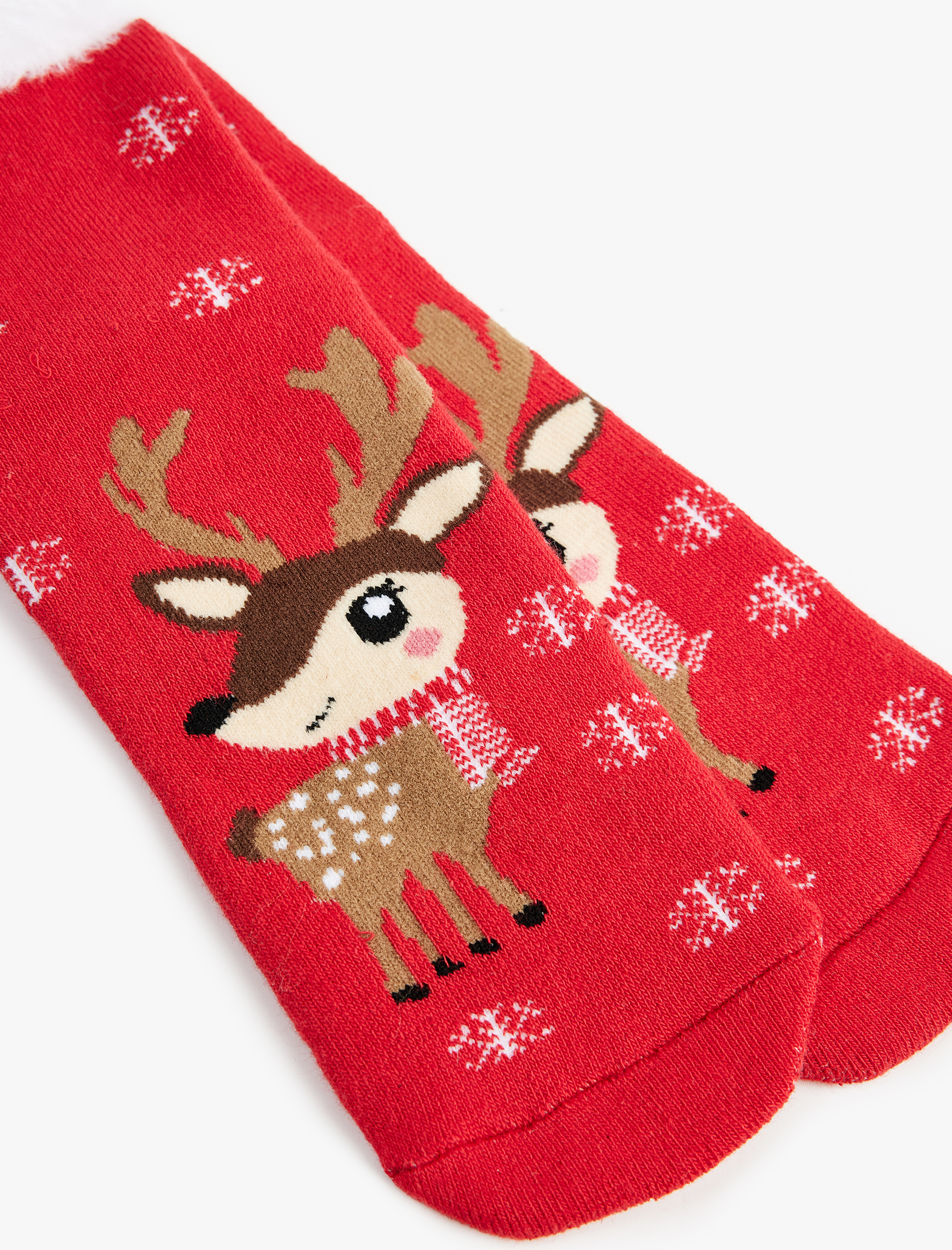  Kadın Tüy Detaylı Çok Renkli Yılbaşı Temalı Soket Çorap