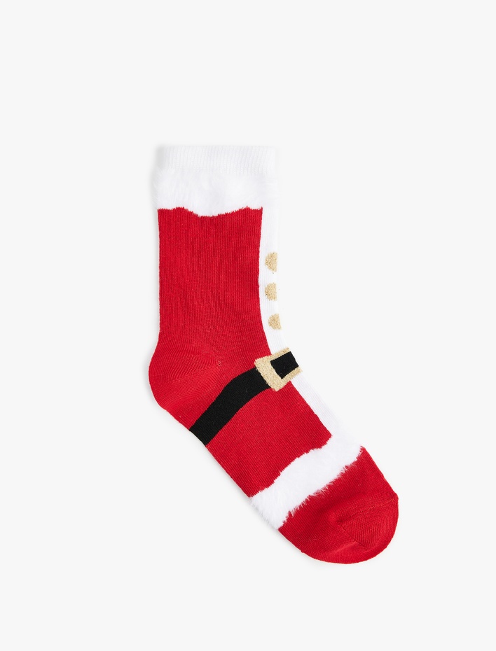 Kız Çocuk Noel Baba Detaylı Pamuklu Havlu Çorap