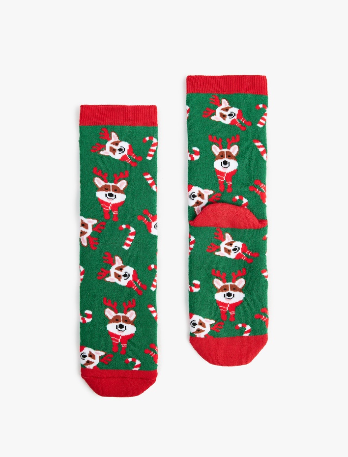 Kadın Yılbaşı Temalı Pamuklu Soket Havlu Çorap