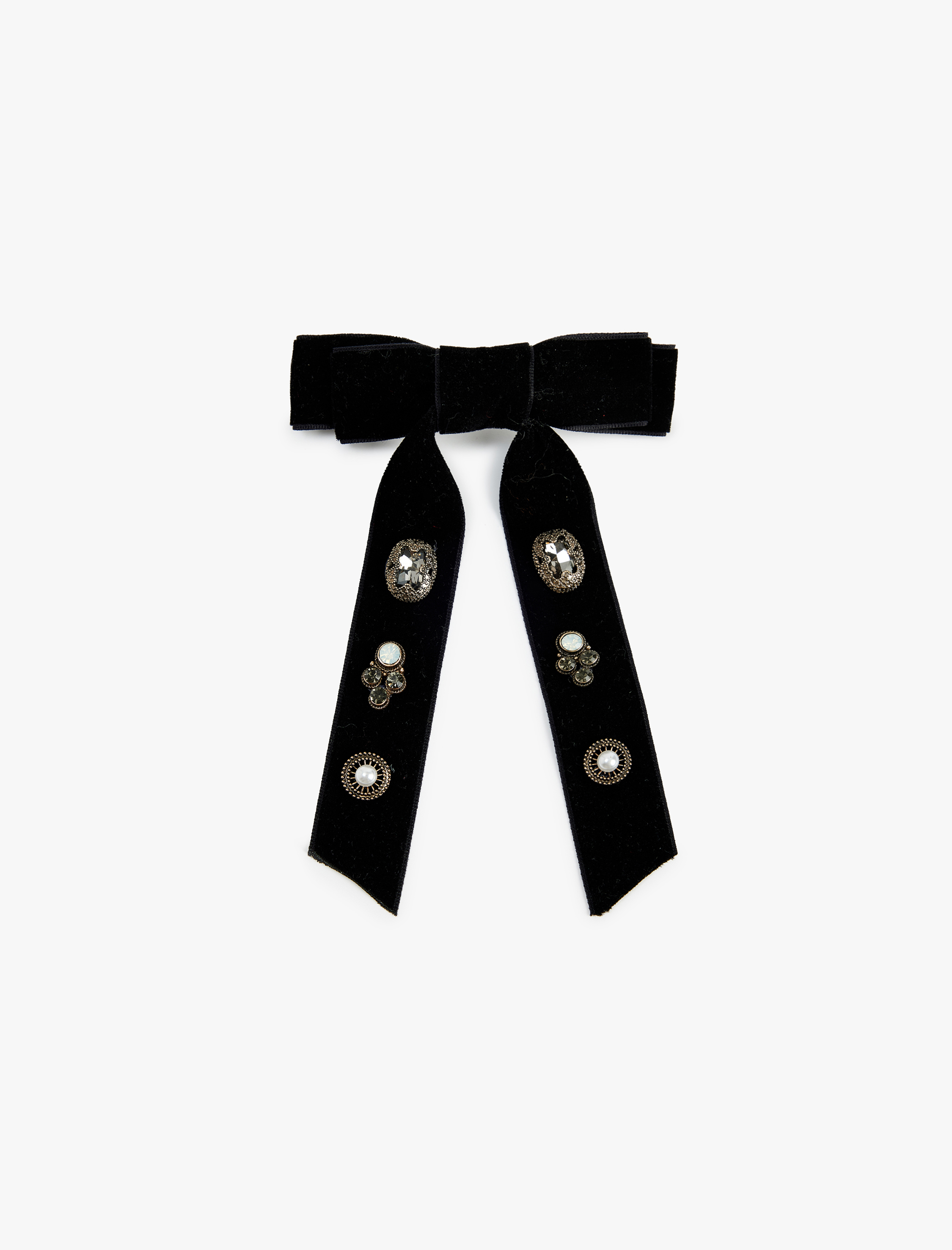  Kadın Boncuk Detaylı Fiyonklu Saç Tokası