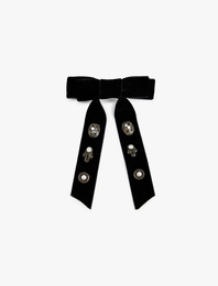 Boncuk Detaylı Fiyonklu Saç Tokası