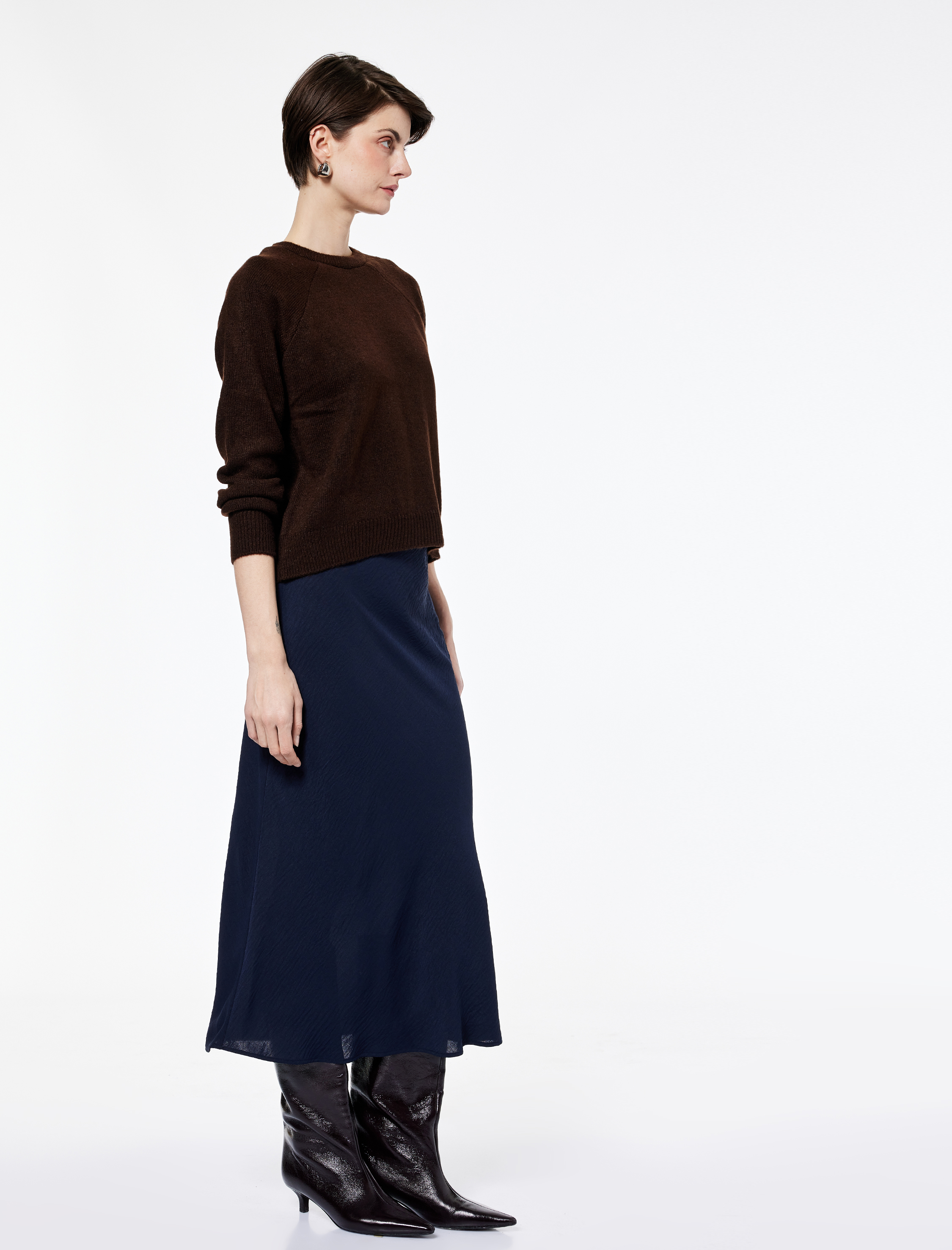   Aerobin Kumaş Standart Bel Midi Kloş Etek