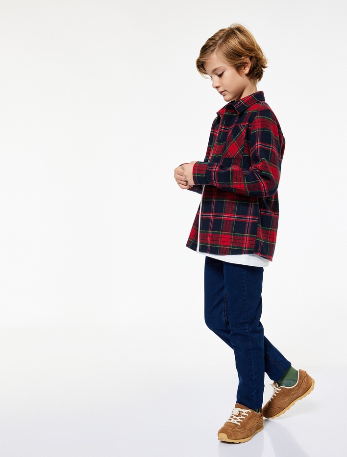 Erkek Çocuk Pamuklu Ayarlanabilir Lastikli Slim Fit Denim Pantolon