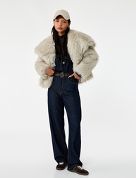 Geniş Yaka Oversize Suni Kürk Ceket