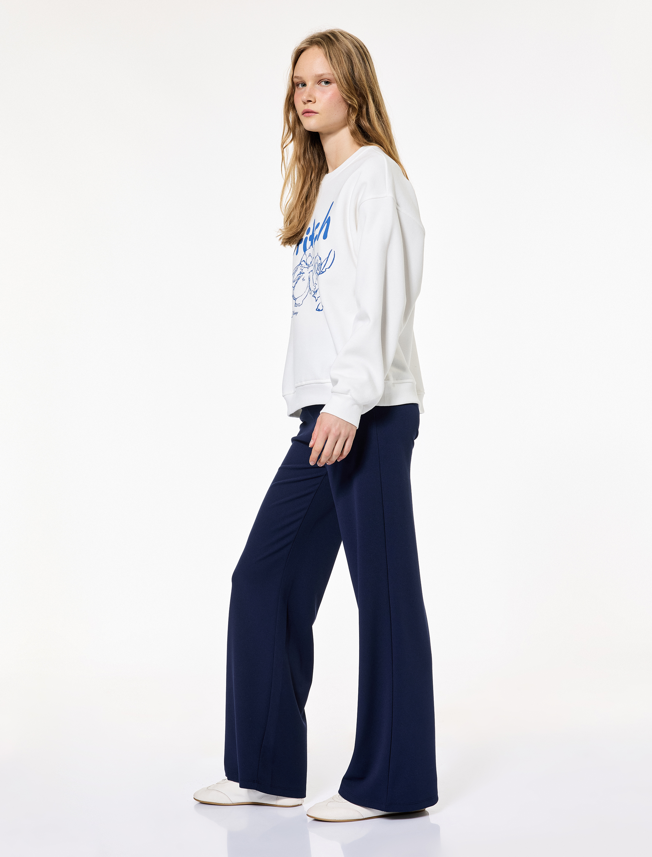   Yüksek Bel Bağcıklı Geniş Paça Pantolon