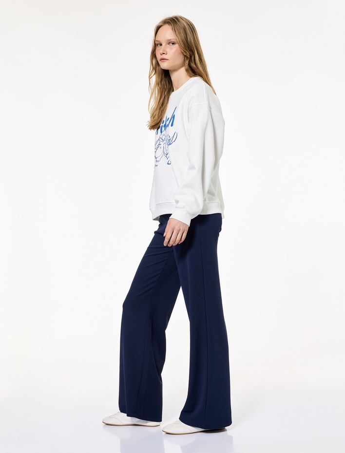  Yüksek Bel Bağcıklı Geniş Paça Pantolon