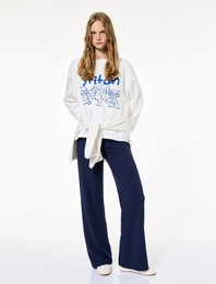 Yüksek Bel Bağcıklı Geniş Paça Pantolon